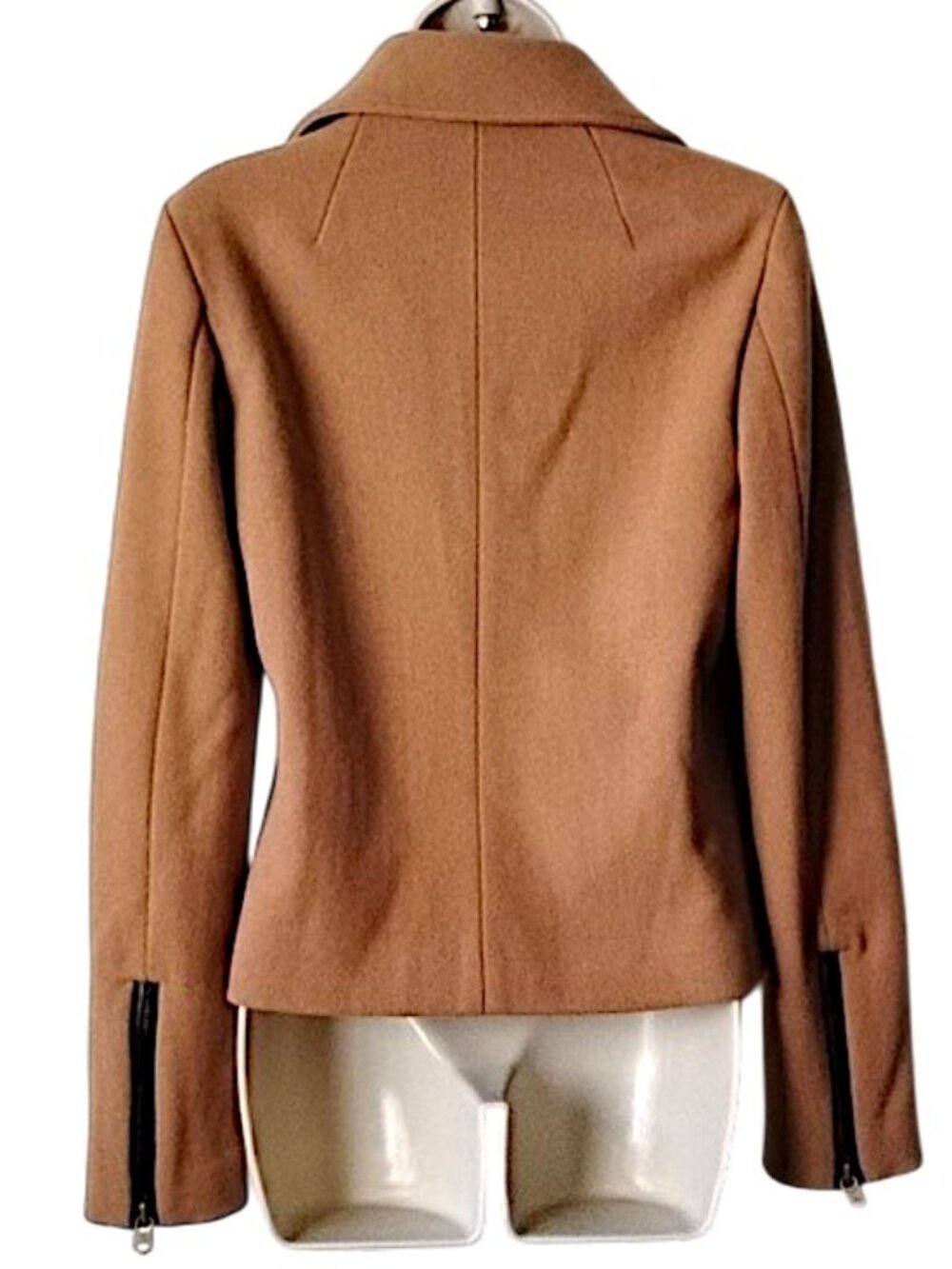 NWOT Scotch & Soda Wool Blend Moto Bomber Jacket S Camel Leather Trim - Picture 3 of 12